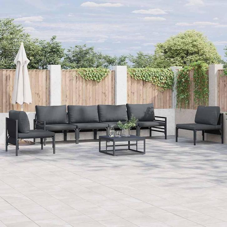 vidaXL Tuinbank Set Antraciet Staal, Tuin en Terras, Tuinsets en Loungesets, Nieuw, Verzenden