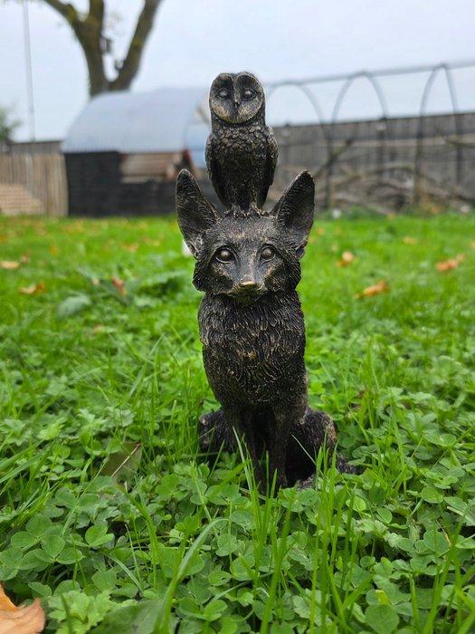 Beeld, Fox & Owl - 27 cm - Hars, Antiek en Kunst, Curiosa en Brocante