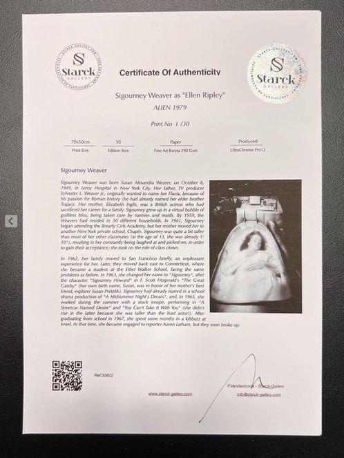 ALIEN 1979 - Sigourney Weaver as Ellen Ripley - Fine Art, Verzamelen, Film en Tv