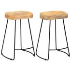 vidaXL Tabourets de bar Gavin lot de 2 bois de manguier, Verzenden