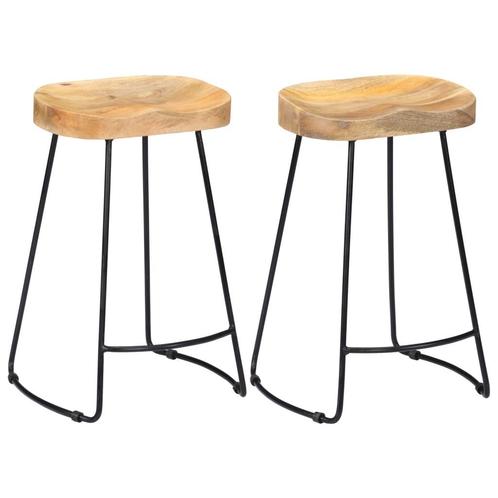 vidaXL Tabourets de bar Gavin lot de 2 bois de manguier, Maison & Meubles, Tabourets de bar, Neuf, Envoi