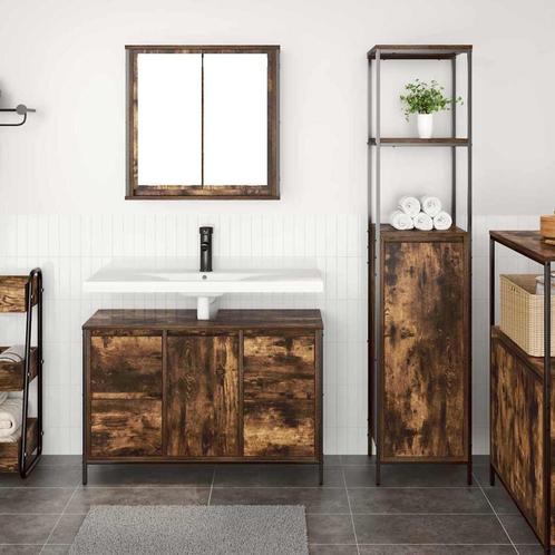 vidaXL Badkamermeubel Set met lade 2 pcs Gerookt eiken en, Huis en Inrichting, Tafels | Kaptafels, Nieuw, Verzenden