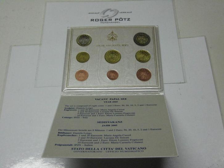 Vatikan 3,88 Euro munten set Sede Vacante Sedisvakanz 200..., Postzegels en Munten, Munten | Europa | Euromunten, België, Verzenden