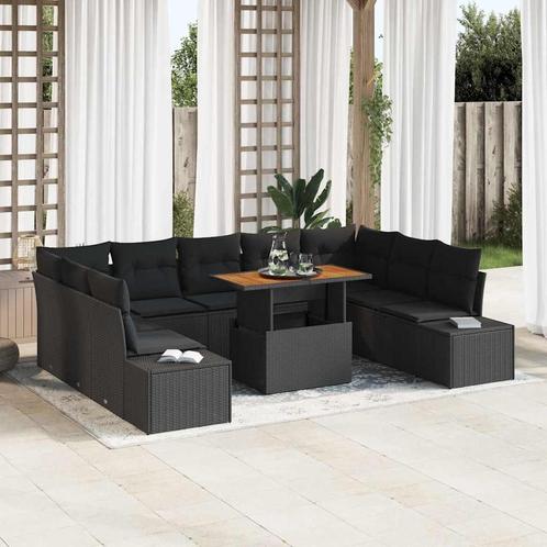 vidaXL Tuin Eettafel Set 10 pcs Zwart en Bruin 100 x 55 x 73, Tuin en Terras, Tuinsets en Loungesets, Nieuw, Verzenden