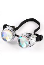 Goggles Steampunk Bril Zilver Chroom Montuur Caleidoscoop Gl, Ophalen of Verzenden, Nieuw