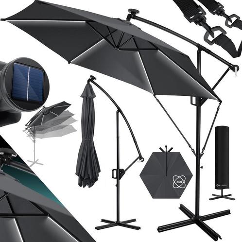KESSER® Zweefparasol met voet - LED - Ø 3m - 360° Draaibaar, Tuin en Terras, Overige Tuin en Terras, Verzenden