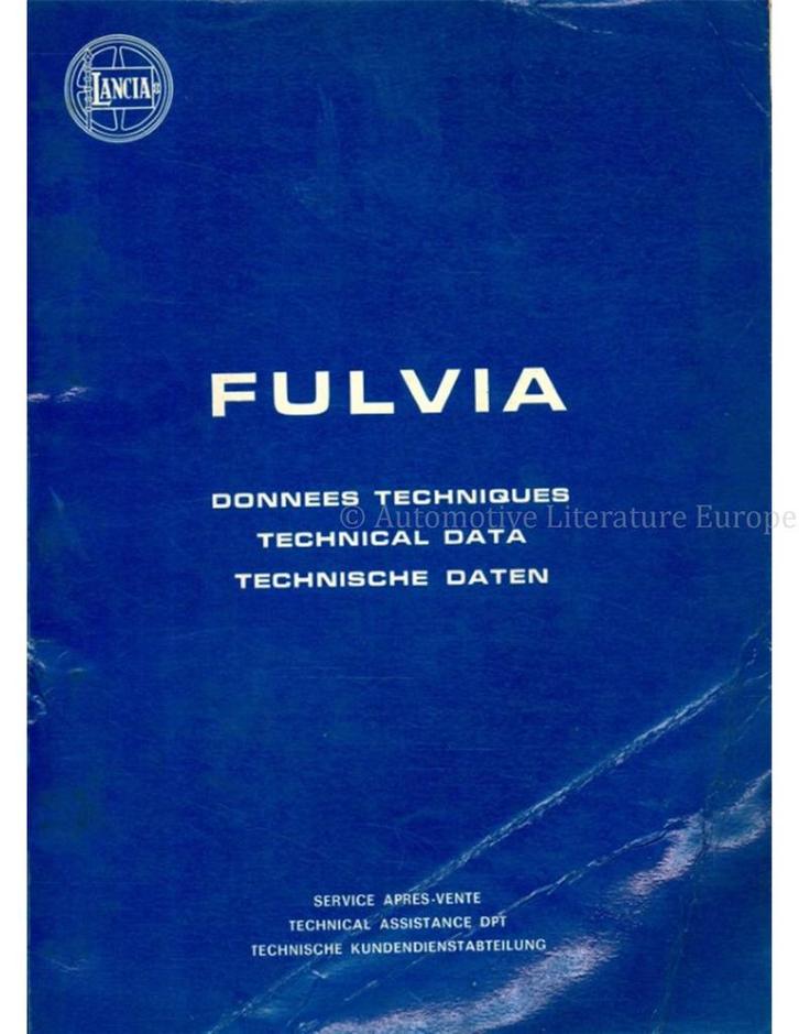 1972 LANCIA FULVIA TECHNISCHE INFORMATIE WERKPLAATSHANDBOEK, Auto diversen, Handleidingen en Instructieboekjes