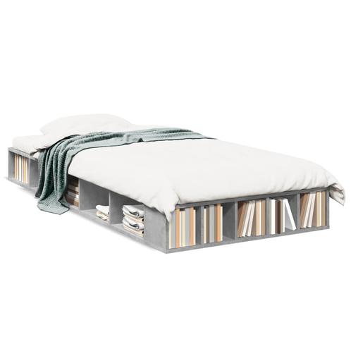 vidaXL Cadre de lit gris béton 75x190 cm bois, Maison & Meubles, Chambre à coucher | Lits, Neuf, Envoi