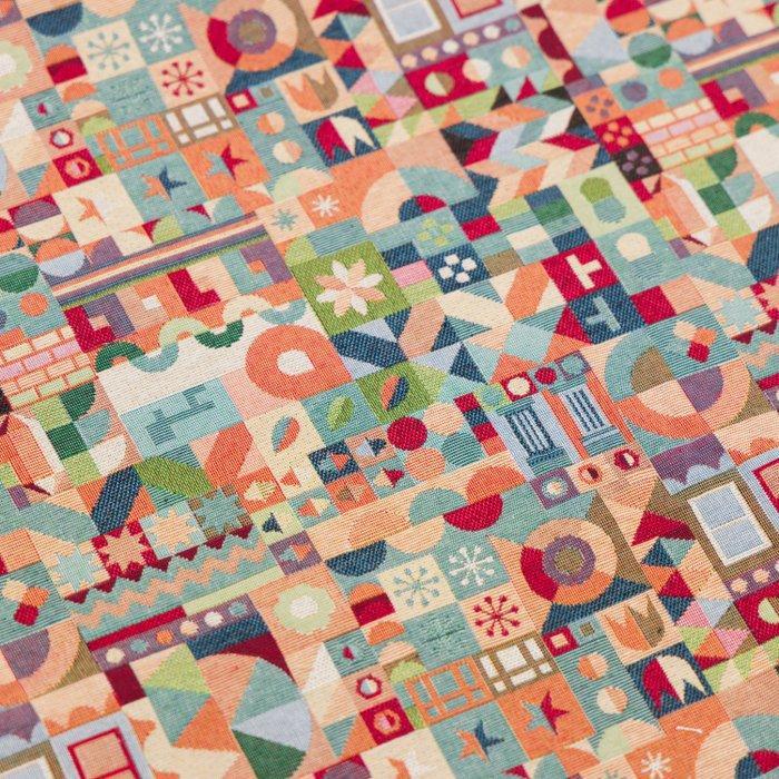 BA153 - Hoogwaardige Gobelin-stof – Geometrisch patroon, Antiek en Kunst, Antiek | Tapijten, Tafelkleden en Textiel