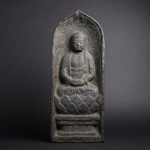 Amitabha Buddha  Plaque - Beeld Metaal - Japan, Antiquités & Art, Antiquités | Autres Antiquités