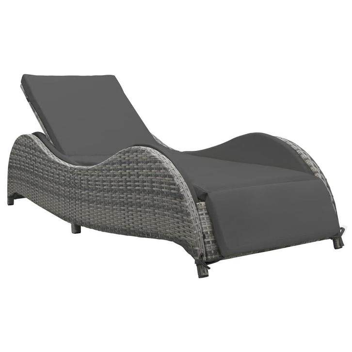 Rattan Ligzetel Antraciet met Kussen | Retour Deal | Wees..., Tuin en Terras, Ligbedden, Verstelbaar, Nieuw, Rotan, Verzenden