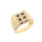 Gouden nugget ring met diamant; 0,72 ct. | Heren (witgoud), Gebruikt, Overige kleuren, 20 of groter, Heer