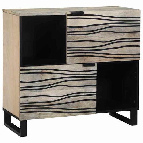 vidaXL Dressoir Wit 80 x 33 x 75 cm massief mangohout, Huis en Inrichting, Kasten | Dressoirs, Nieuw, Verzenden