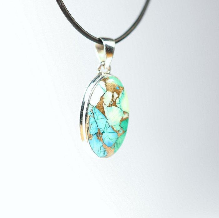 Peacock Dahlia Turkoois hanger / Cabochon / nieuw - 6.66 g -, Verzamelen, Mineralen en Fossielen