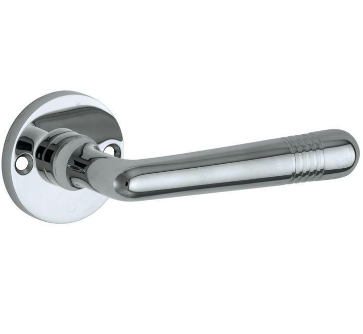 Deurklink op ongeveerd rozet Art-Deco/Elegant glans chroom, Doe-het-zelf en Bouw, Hang- en Sluitwerk, Klink of Kruk, Nieuw, Overige materialen