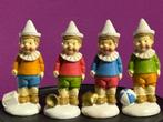 Esse Due: 4 miniatuur beeldjes Pinocchio - Miniatuur beeldje, Antiek en Kunst