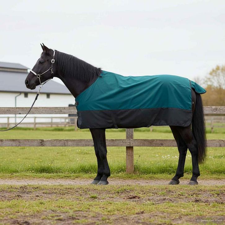 vidaXL Paardendeken Donkergroen en zwart 115 cm Polyester, Dieren en Toebehoren, Paarden en Pony's | Overige Paardenspullen, Nieuw