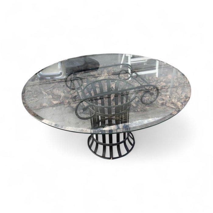 artisan made - Tafel - Ronde smeedijzeren en glazen tafel -, Antiek en Kunst, Curiosa en Brocante