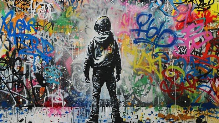 Dine Chanima (XX-XXI) - (XXL) Giant Splattered Protest In, Antiek en Kunst, Kunst | Designobjecten