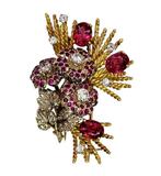 Hanger Vintage 18k gouden robijn diamanten broche - Robijn, Handtassen en Accessoires, Antieke sieraden