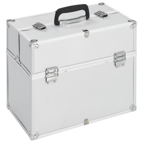 vidaXL Make-up koffer 38x23x34 cm aluminium zilverkleurig, Bijoux, Sacs & Beauté, Trousses de toilette, Envoi