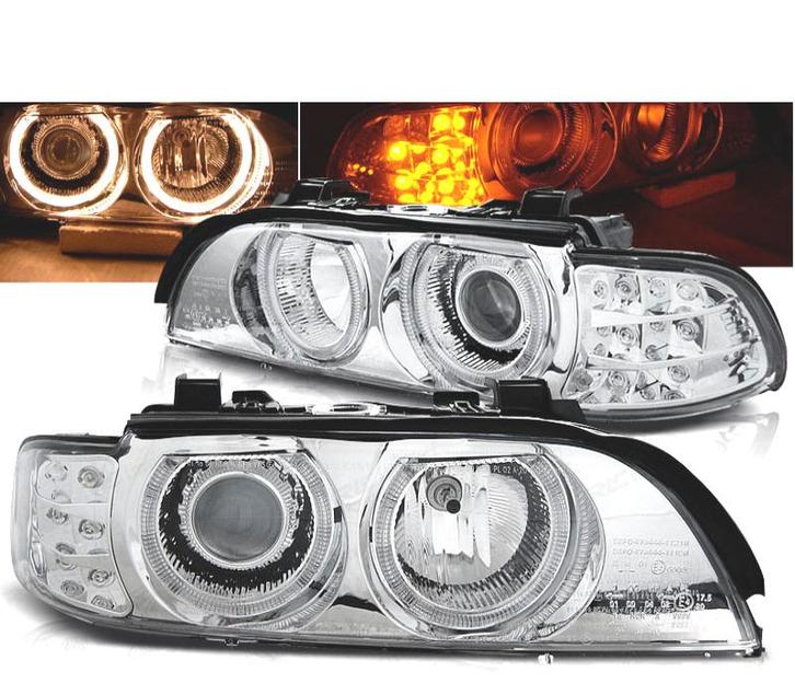 Phares Pour Bmw E39 95-03 Angel Eyes Chromé Led, Auto-onderdelen, Verlichting, Verzenden