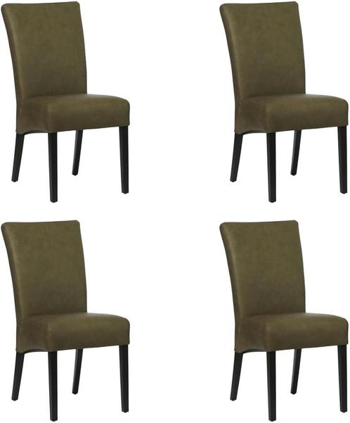 Set van 4 Groene leren landelijke eetkamerstoelen - Rancho, Huis en Inrichting, Stoelen, Nieuw, Vier, Leer, Ophalen of Verzenden