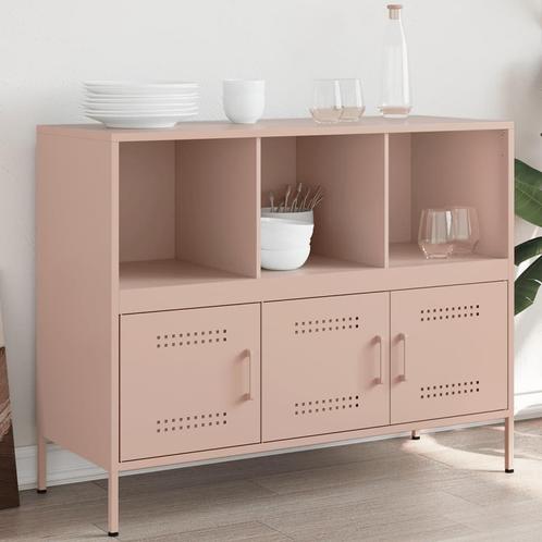 vidaXL Dressoir 100,5x39x79 cm staal roze, Maison & Meubles, Armoires | Dressoirs, Envoi