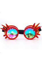 Goggles Steampunk Bril Spikes Rood Geel Montuur Caleidoscoop, Kleding | Dames, Ophalen of Verzenden, Nieuw