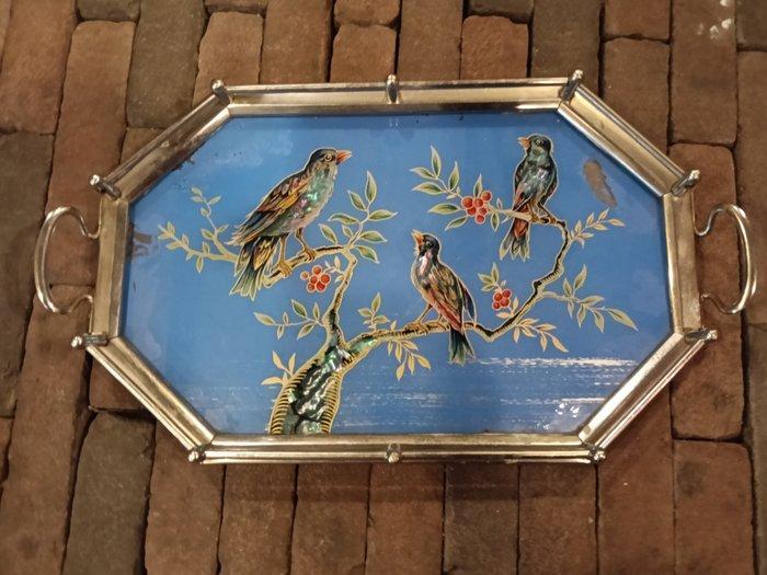 Dienblad - Glas, Hout, Messing, Antiquités & Art, Curiosités & Brocante