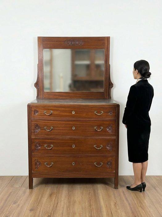 Ladekast (2) - Hout, Marmer - Comò met spiegel, Antiquités & Art, Antiquités | Autres Antiquités