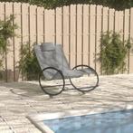 vidaXL Ligstoel met kussen staal en textileen grijs, Tuin en Terras, Ligbedden, Verzenden, Nieuw