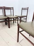 Stoel - Hout, Synthetisch leder - Set van zes vintage, Antiek en Kunst