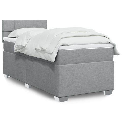 vidaXL Boxspring met matras stof lichtgrijs 90x200 cm, Huis en Inrichting, Slaapkamer | Bedden, Nieuw, Verzenden