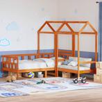 vidaXL Kinderbedset met huisje massief grenenhout wasbruin, Verzenden, Nieuw