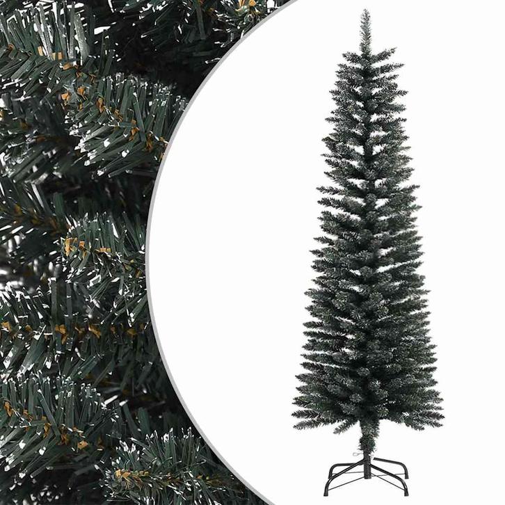 vidaXL Kunstkerstboom met standaard smal 150 cm PVC groen, Diversen, Kerst, Nieuw, Verzenden
