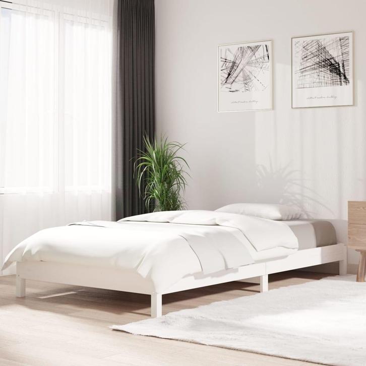 vidaXL Bed stapelbaar 100x200 cm massief grenenhout wit, Huis en Inrichting, Slaapkamer | Bedden, Nieuw, Verzenden