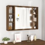 vidaXL Spiegelkast met LED-verlichting 76x15x55 cm bruin, Verzenden, Nieuw