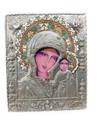 Icoon - Moeder Gods van Kazan - Metaal, Verzilverd - 25 x 30