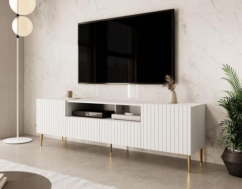 TV-Meubel mat wit 180x45x55 gouden pootjes, Maison & Meubles, Armoires | Mobilier de télévision, Envoi