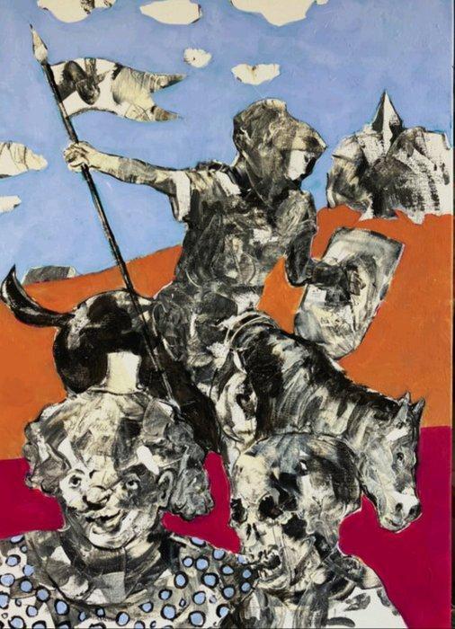 Knut-Peter Hoffmann (XX) - Knight, Death and Clown, Antiek en Kunst, Kunst | Schilderijen | Modern