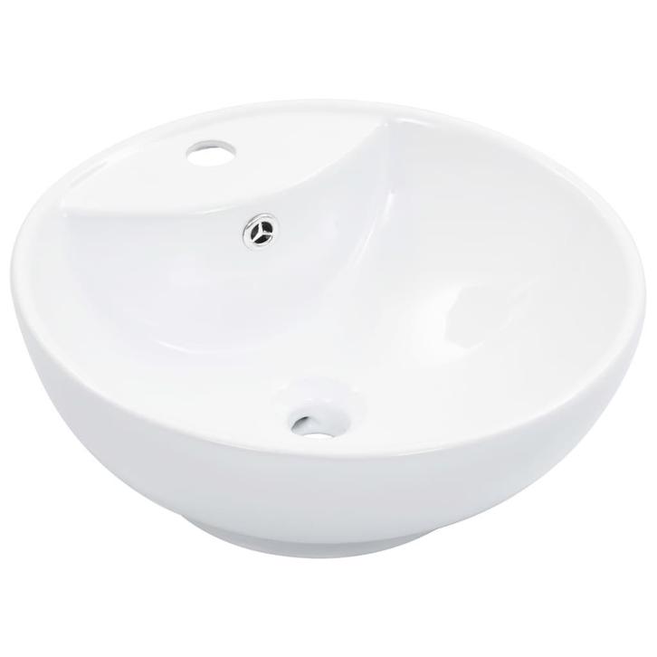 vidaXL Wastafel met overloop 46,5x18 cm keramiek wit, Doe-het-zelf en Bouw, Sanitair, Nieuw, Verzenden