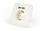 Inbouw stopcontact 2x USB wandcontactdoos geaard stopcontact, Doe-het-zelf en Bouw, Verzenden, Nieuw