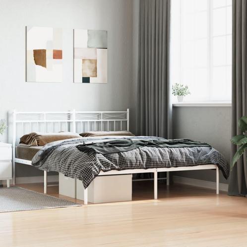 vidaXL Bedframe met hoofdbord metaal wit 160x200 cm, Huis en Inrichting, Slaapkamer | Bedden, Nieuw, Verzenden