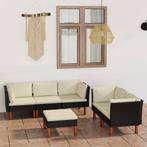 vidaXL 6-delige Loungeset met kussens poly rattan zwart, Tuin en Terras, Verzenden, Nieuw, Loungeset