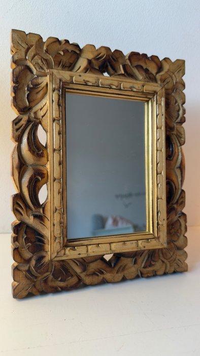 Tafelspiegel- Lipstick - Vurenhout - Bewerkt houten frame., Antiek en Kunst, Curiosa en Brocante
