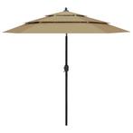 vidaXL Parasol 3-laags met aluminium paal 2,5 m taupe, Tuin en Terras, Verzenden, Nieuw