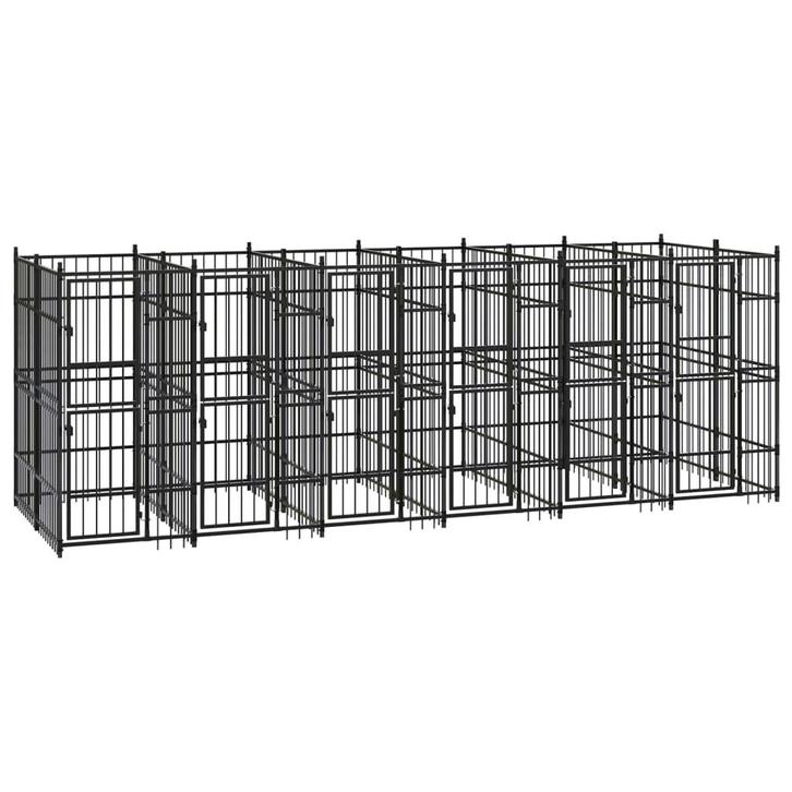 vidaXL Hondenkennel 11,06 m² staal, Dieren en Toebehoren, Hondenbenches, Nieuw, Verzenden
