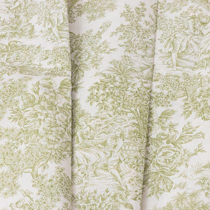 BA066 - Tessuto Toile de Jouy Verde – 2,8 x 2,5 m -, Antiquités & Art, Tapis & Textile