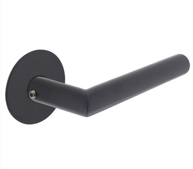 Intersteel deurkruk Jura met zelfklevend rozet mat zwart, Doe-het-zelf en Bouw, Hang- en Sluitwerk, Ophalen of Verzenden